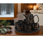 TM89 Hitam Perlengkapan Minum Teh Livia dengan motif Marmer